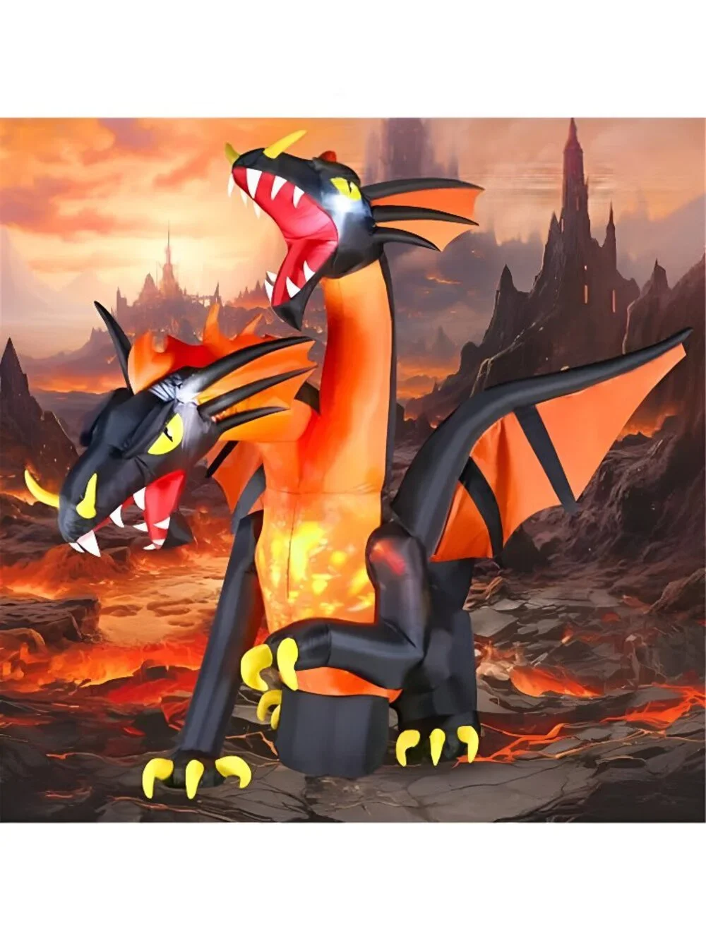 9.5 FT Giant Halloween Inflatable Double Headed Dragon, Blow up Festival Yard